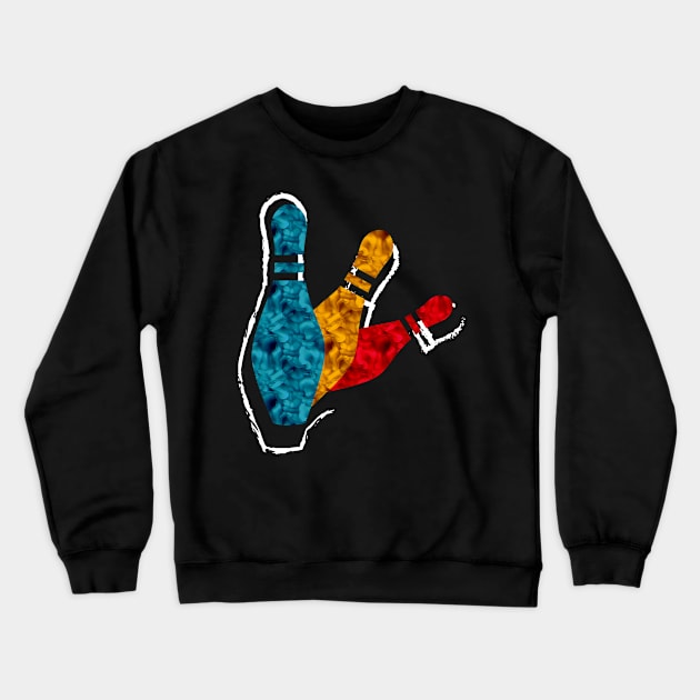 Retro Bowling Pins Crewneck Sweatshirt by Qwerdenker Music Merch